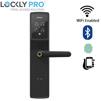 Lockly - PGD829AFUSMB - Secure Lux - Mortise Smart Lock - Fingerprint Reader - RFID Card - Bluetooth App Controlled - Matte Black